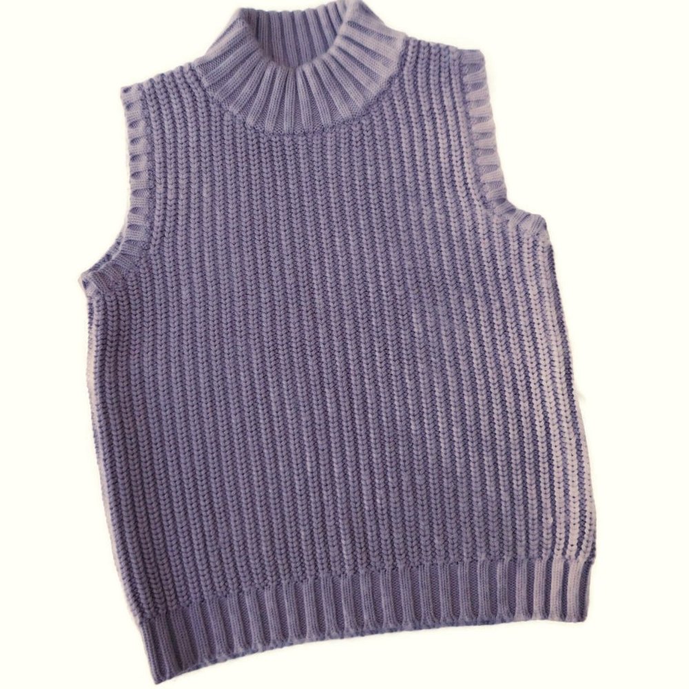 Vintage Contact NY Knit Turtleneck Sleeveless Ribbed Mock Neck Mauve Acrylic - Picture 5 of 8